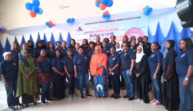 NAF@60,NAFOWA,empowers,150-women,skills,Mrs Rakiya,Abubakar,President,Nigerian,Air-Force,Officers,Wives,Association,Planning-Committee,Mrs Ngozi,Aneke,Another,beneficiary,Mrs,Lovette,Ebiowe