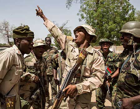 nigerian soldiers celebrating